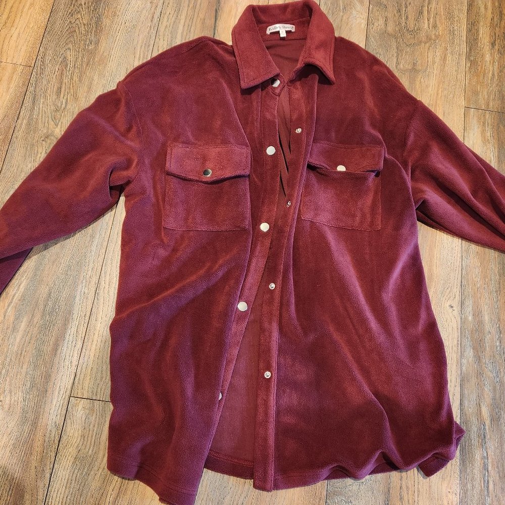 Wine Collared Shacket - Picture 3 of 4